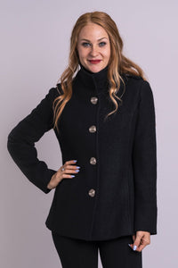 Blue Sky Boiled Merino Wool Coat-Black