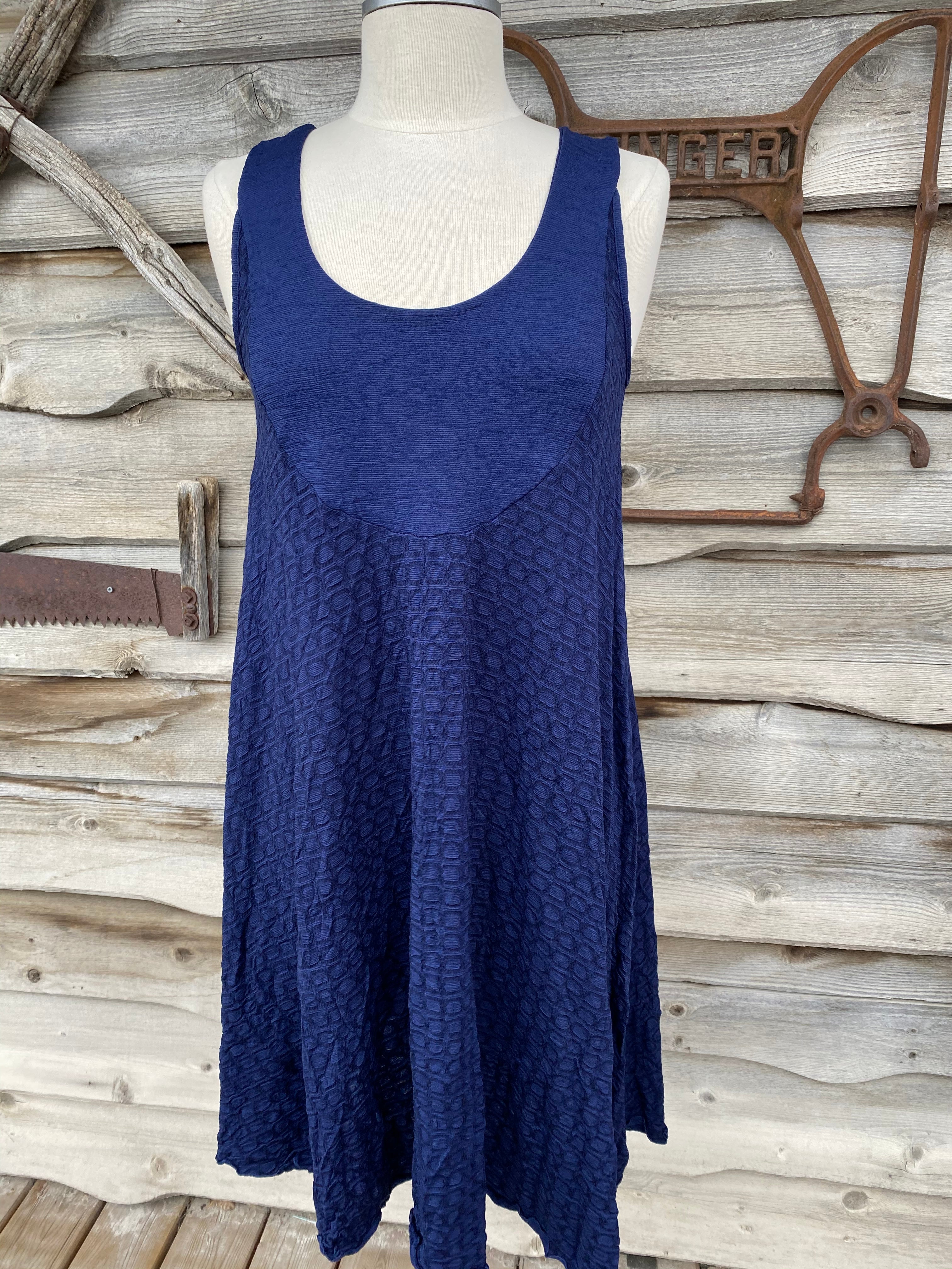 EVELINE STREET ONE SIZE MERINO JACQUARD SWING DRESS TUNIC-I GOT THE NAVY BLUES WELCOME TO THE SQUOVAL OFFICE