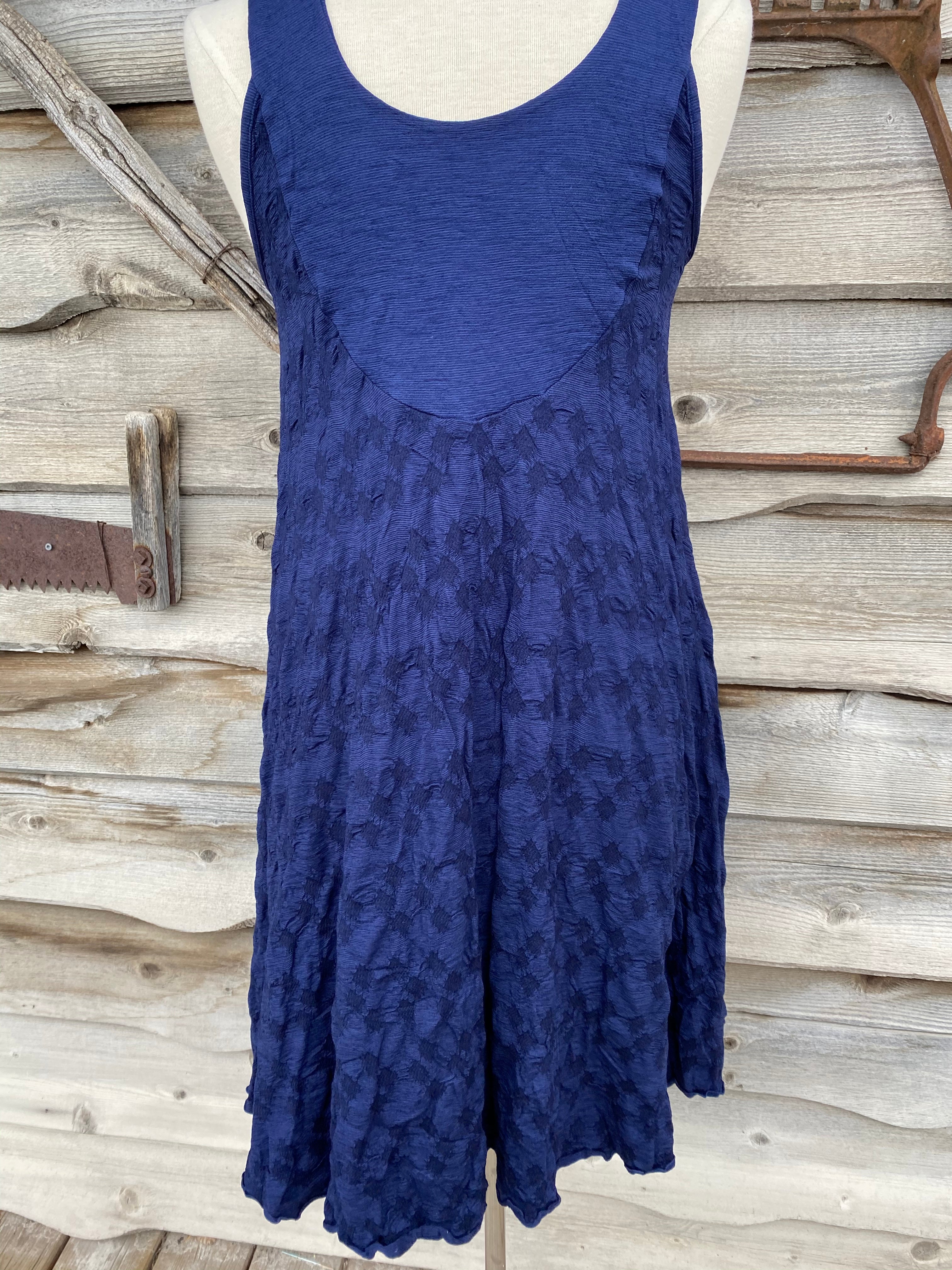 EVELINE STREET ONE SIZE MERINO JACQUARD SWING DRESS TUNIC-I GOT THE NAVY BLUES TRIPLE BUBBLES