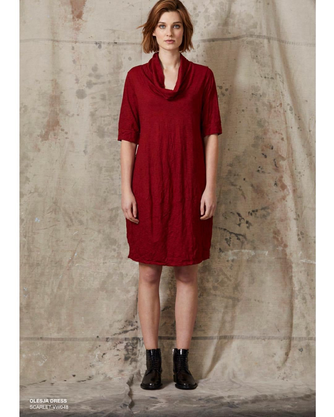 Valia Clothing Ultra Soft Merino Wool Olesja Dress Scarlet