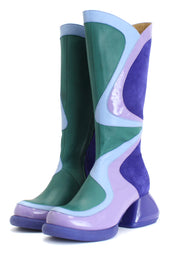 Fluevog Warhol Boots-Purple/Lavender/Light Blue/Green