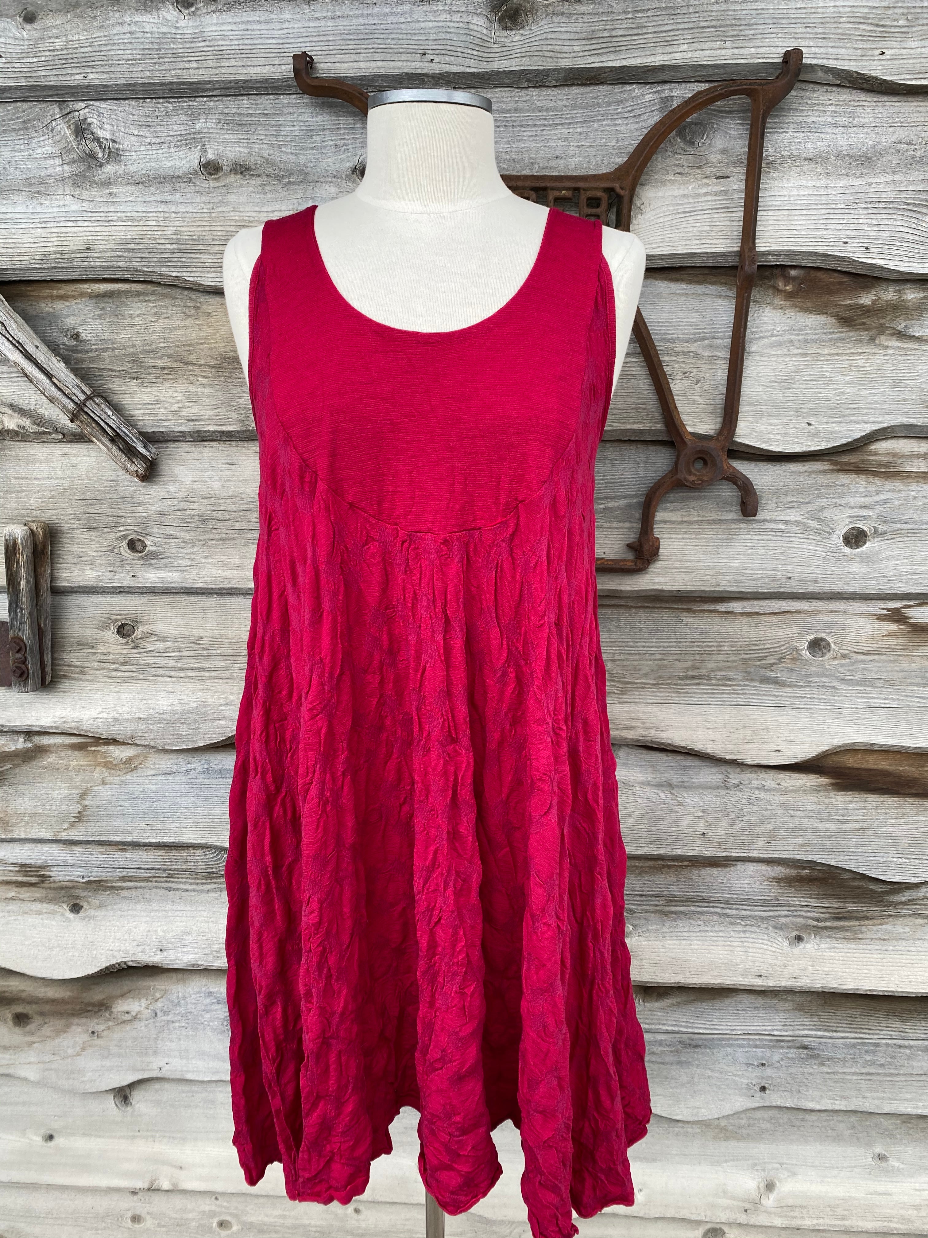 EVELINE STREET ONE SIZE MERINO JACQUARD SWING DRESS TUNIC-VALENTINO RED TRIPLE BUBBLES