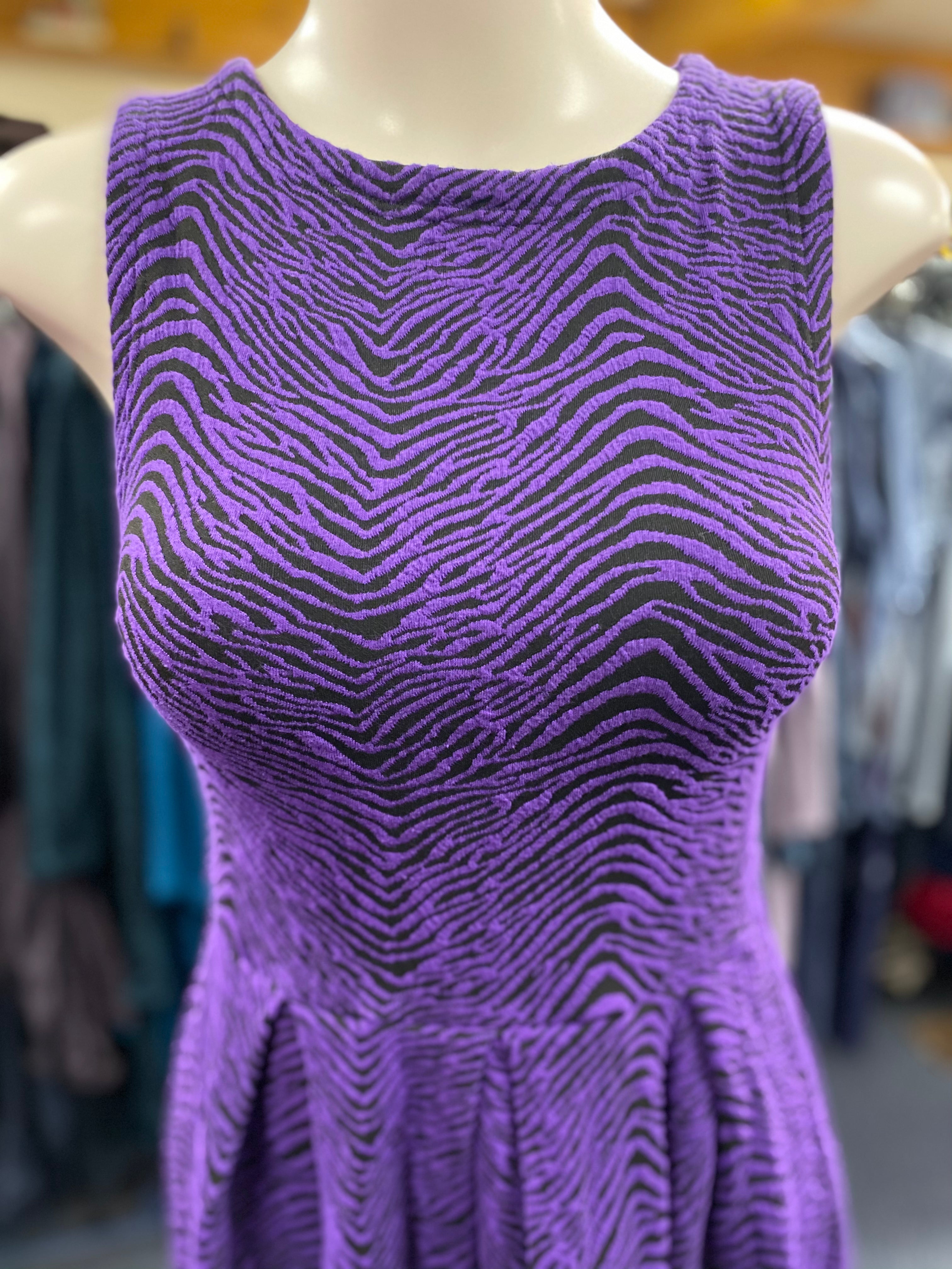 Eveline Street Fit & Flare Short Dress-Purple Zebra