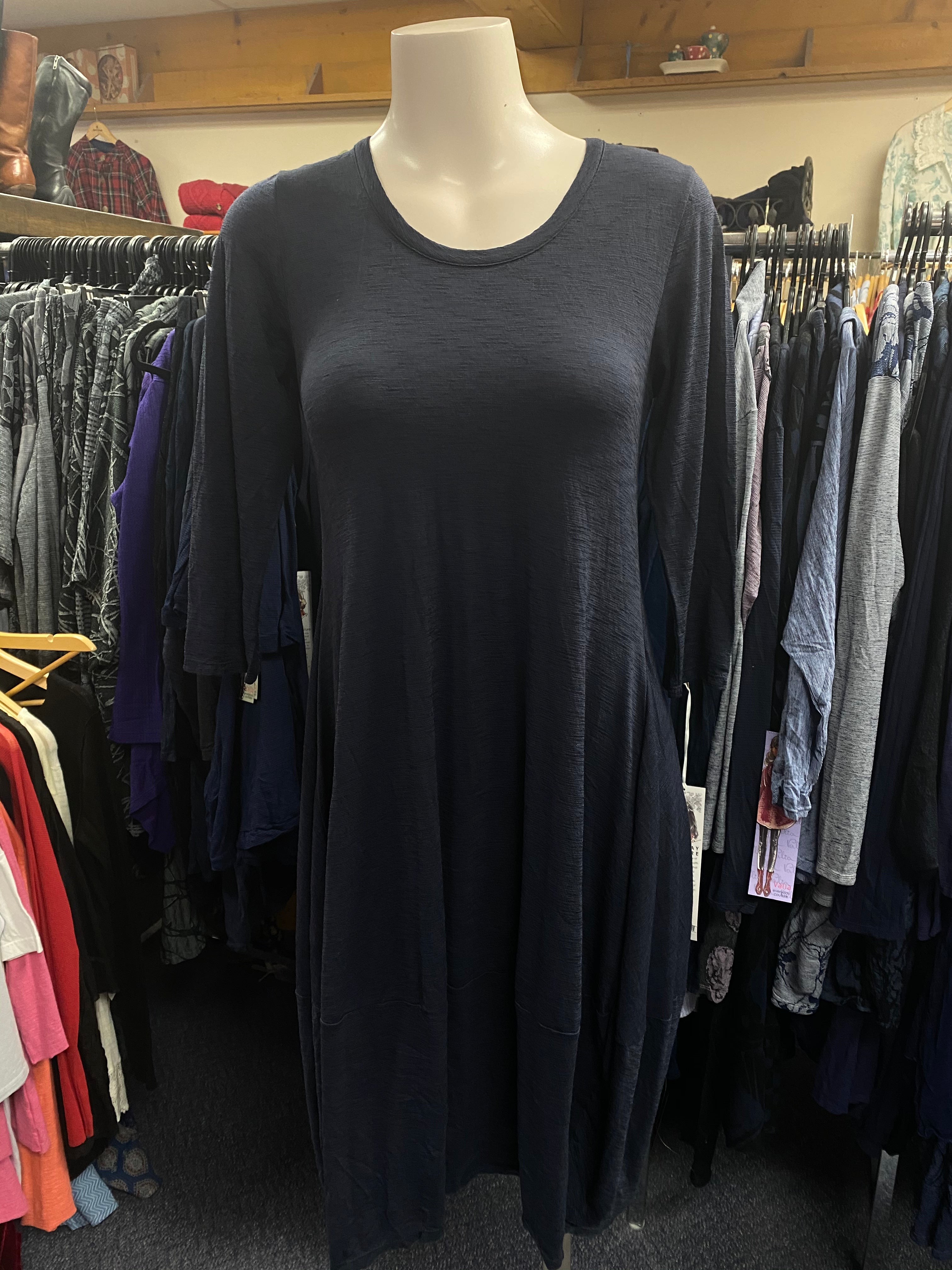 Valia Clothing Australian Ultrafine Merino Wool Rachel Dress Dark Navy