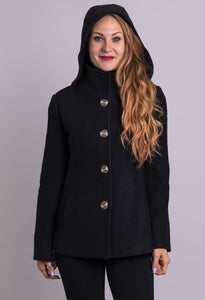 Blue Sky Boiled Merino Wool Coat-Black