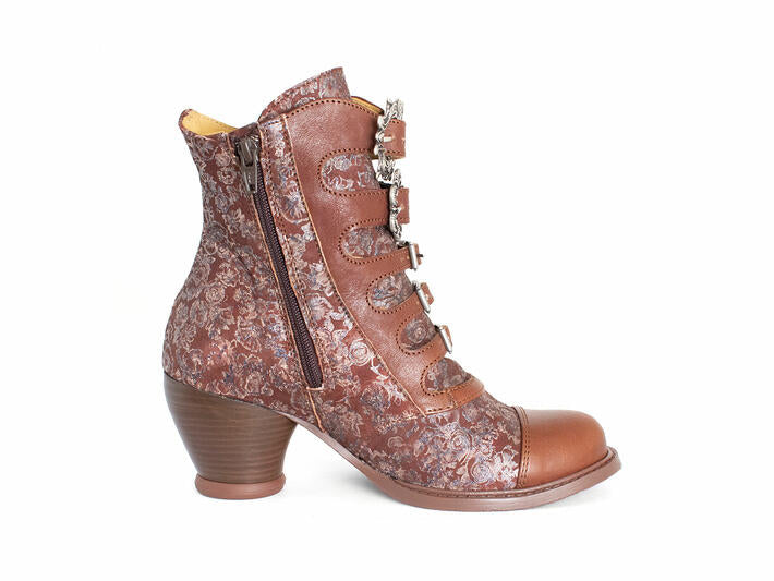 Fluevog East End Lakewood Buckled Ankle Boots Floral