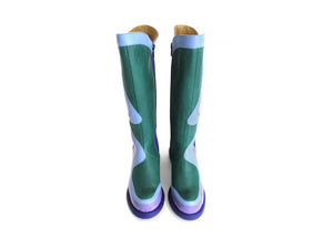 Fluevog Warhol Boots-Purple/Lavender/Light Blue/Green