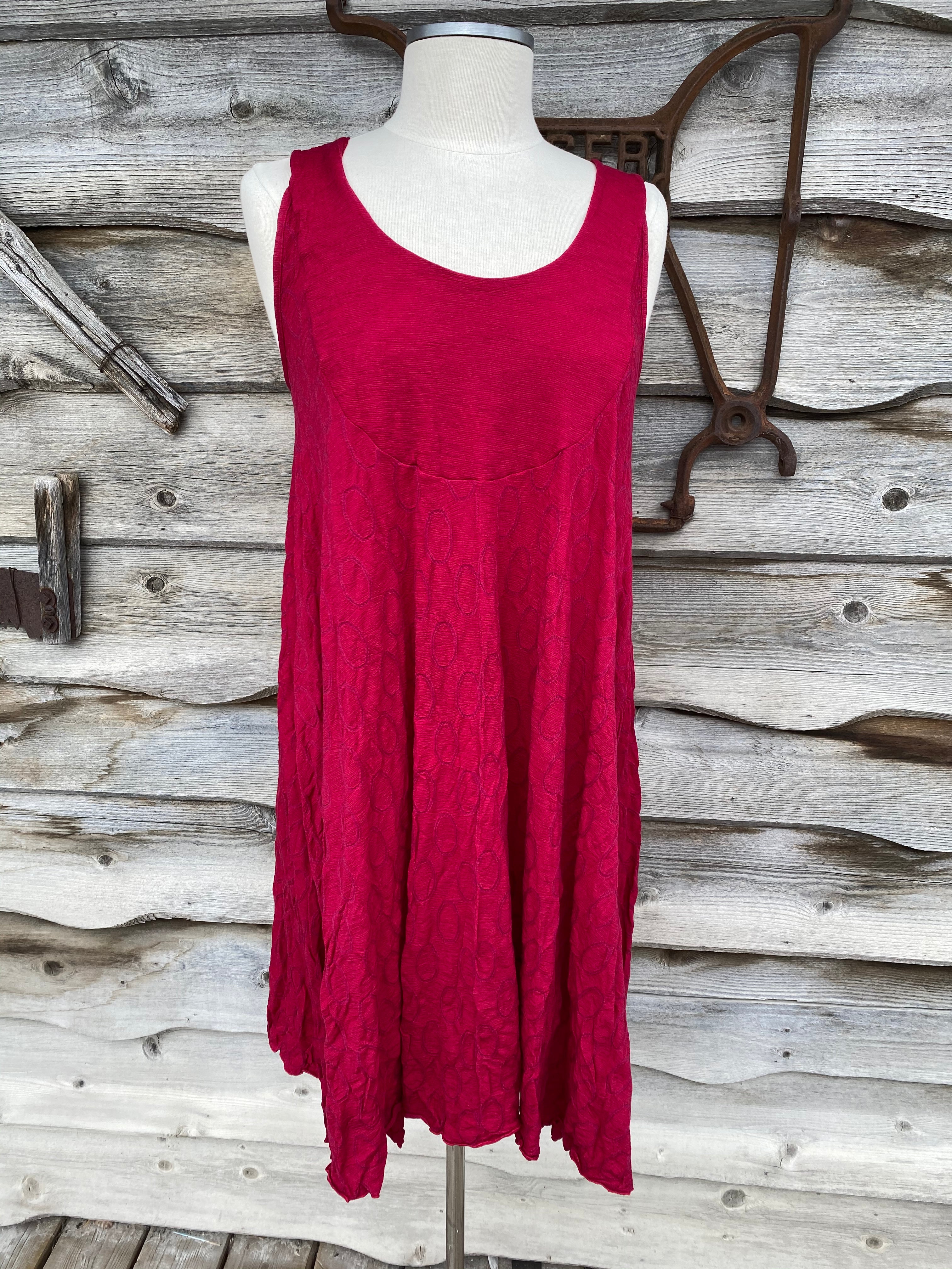 EVELINE STREET ONE SIZE MERINO JACQUARD SWING DRESS TUNIC-VALENTINO RED DOUBLE TROUBLE BUBBLES