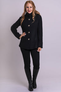 Blue Sky Boiled Merino Wool Coat-Black