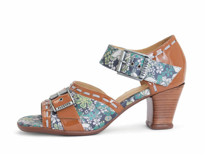 John Fluevog Renee Green Floral/Brown