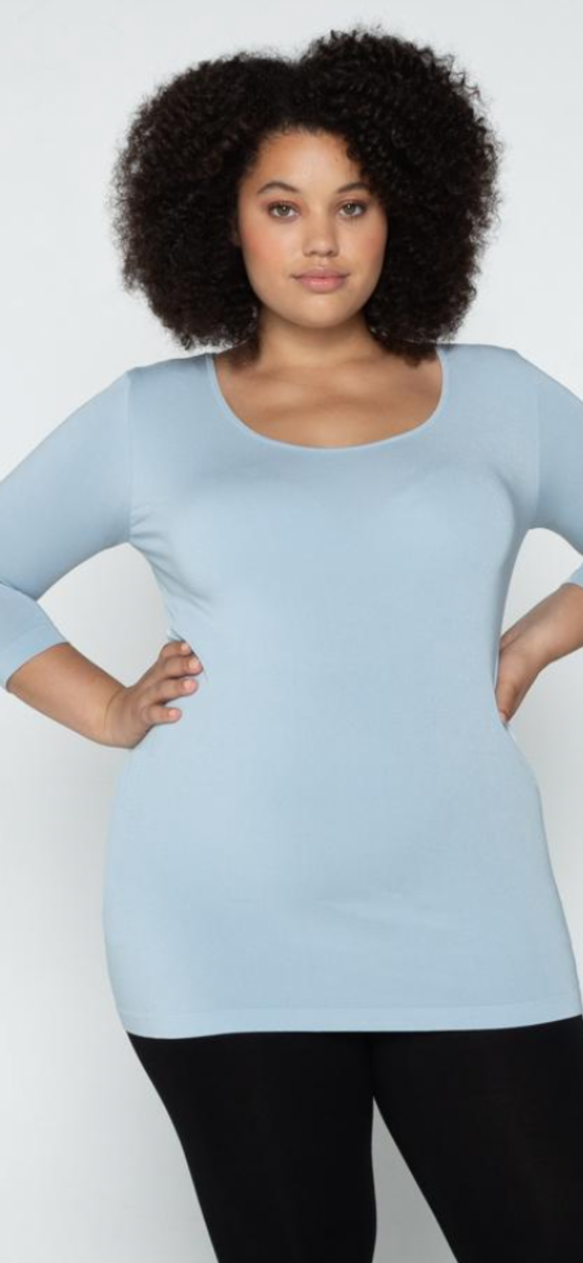 C’est Moi Bamboo 3/4 Sleeve Tshirt Baby Blue Plus Size