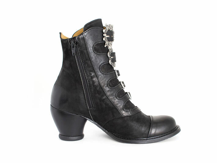 Fluevog East End Lakewood Buckled Ankle Boots Black no