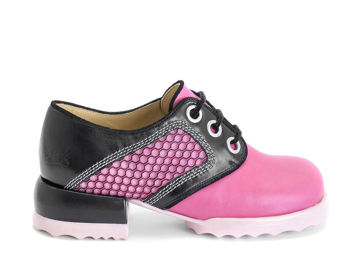 FLUEVOG CATRIN LACE UP PINK/BLACK