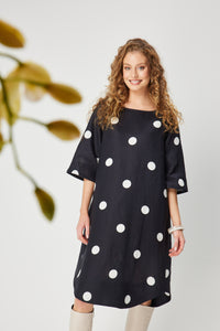 Valia Dot Linen Dress