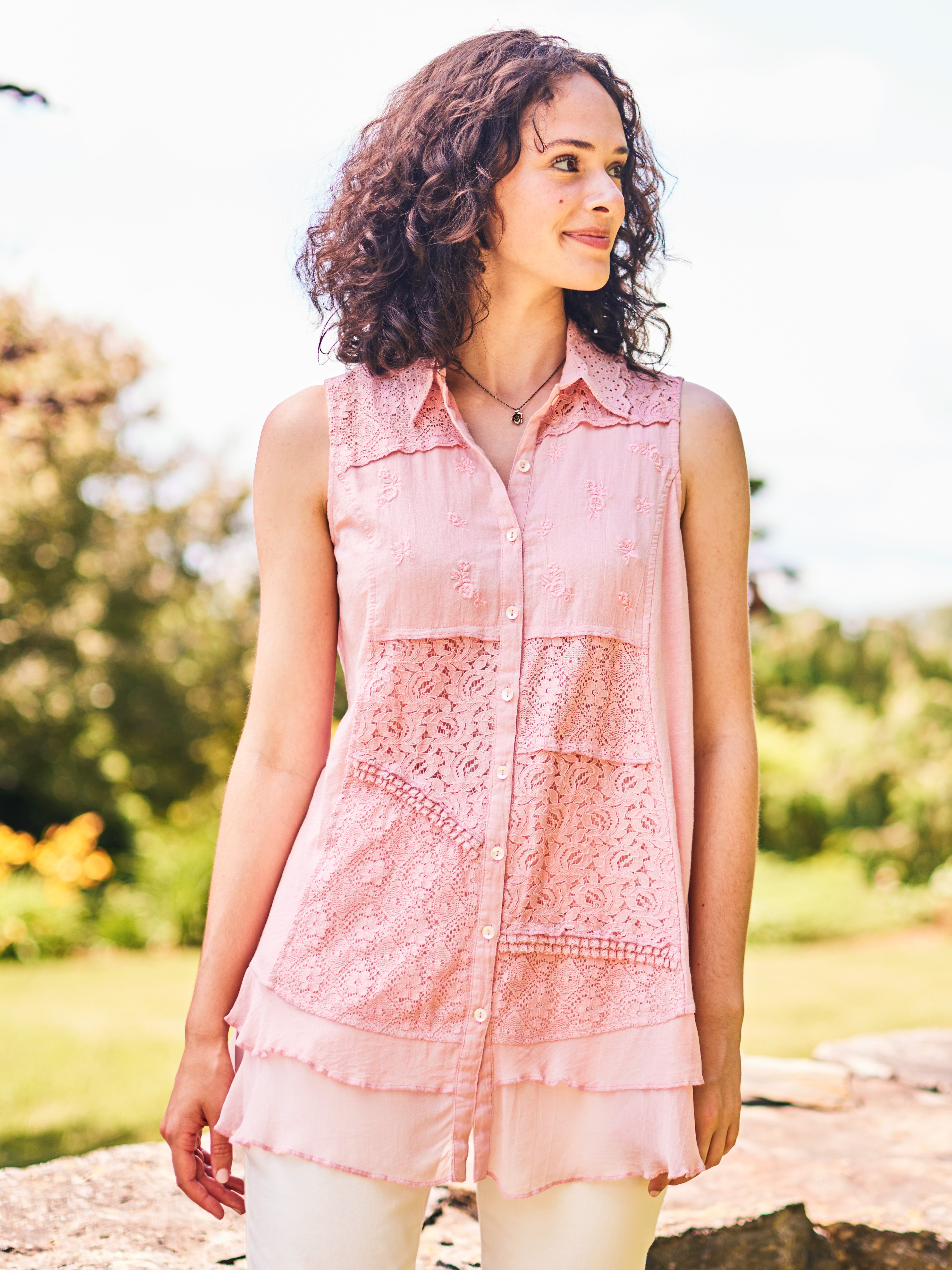 April Cornell Nostalgia Pink Sleeveless Blouse