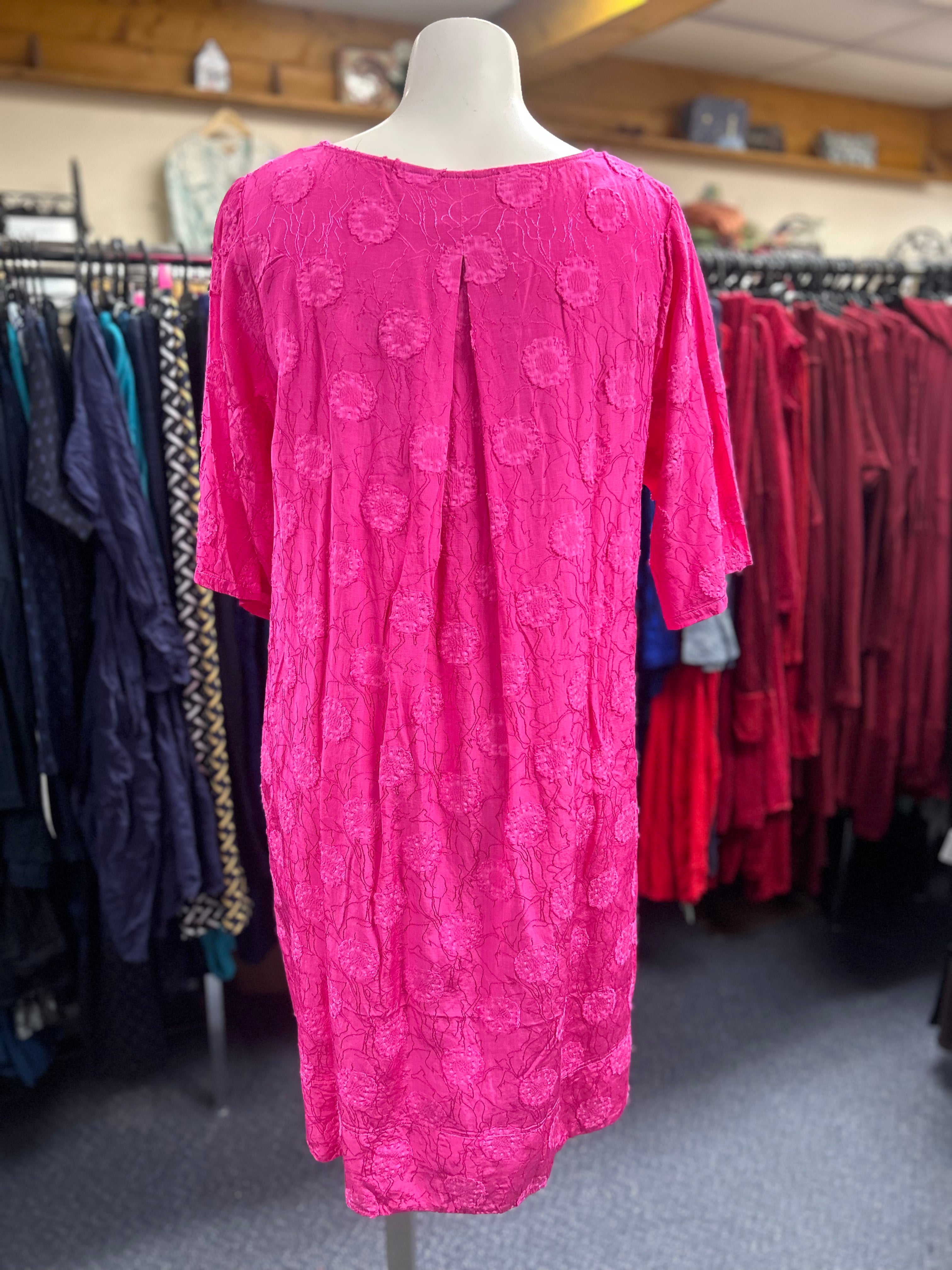 Valia Australia Clothing Hot Pink Dotty Tunic